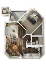 1x1 W/D 1050 floor plan